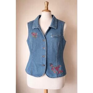 ERIKA Embroidered Denim Vest – Size 16